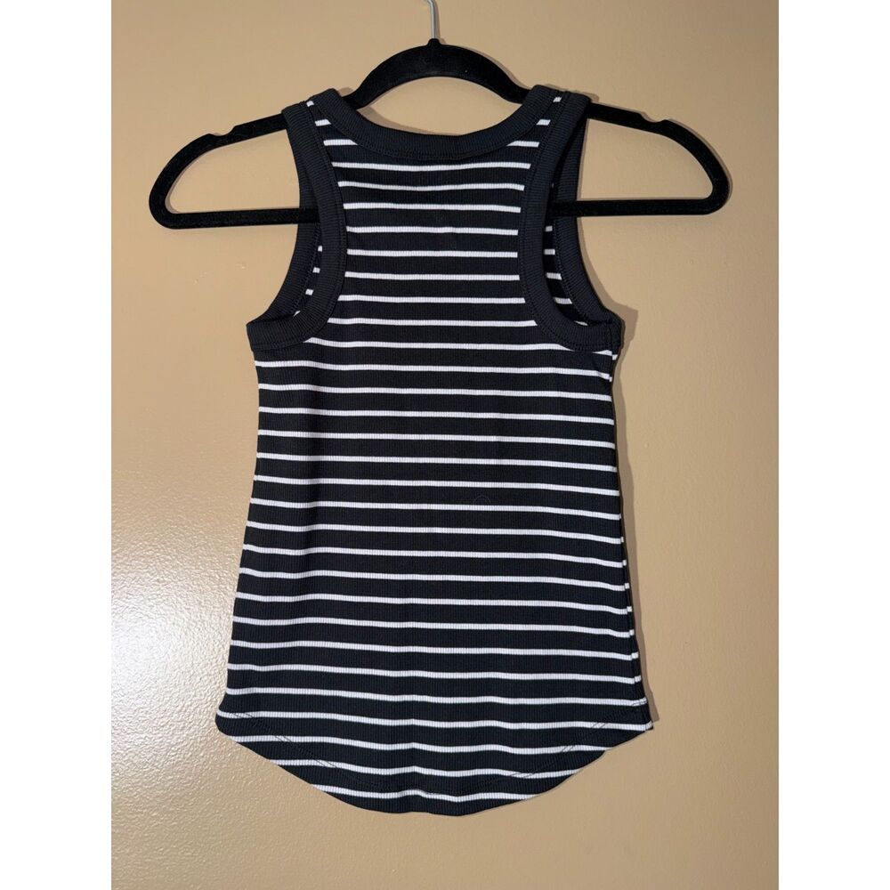 SO Juniors Black White Striped High Neck Tank Top XS NWT